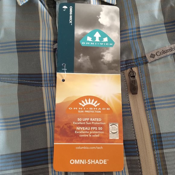 🆕Columbia Men's Kestrel Trail II Plaid Zipper S/S Shirt, Medium - Fossil, NWT - Picture 4 of 6